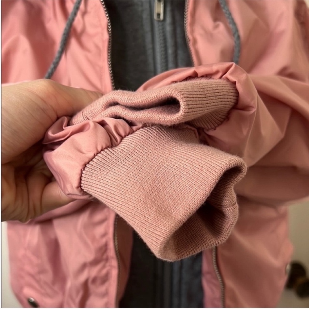Fashion Nova | NWT Women’s Size S Tamara Hooded Pink and Gray Bomber Jacket - Picture 4 of 5
